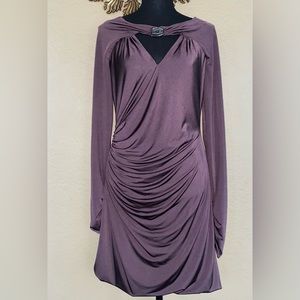 New amethyst side draped dress with jeweled collar